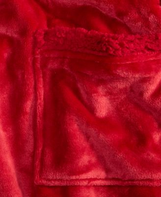 Women's Long Plush Fleece-Trim Robe, Created for Macy's