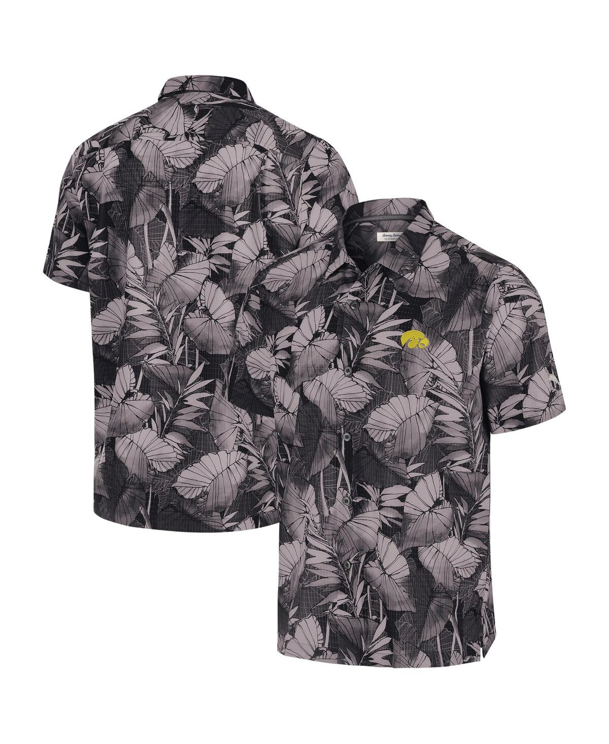 Men's Black Iowa Hawkeyes Coast Nuevo Fronds Button-Up Shirt - Black
