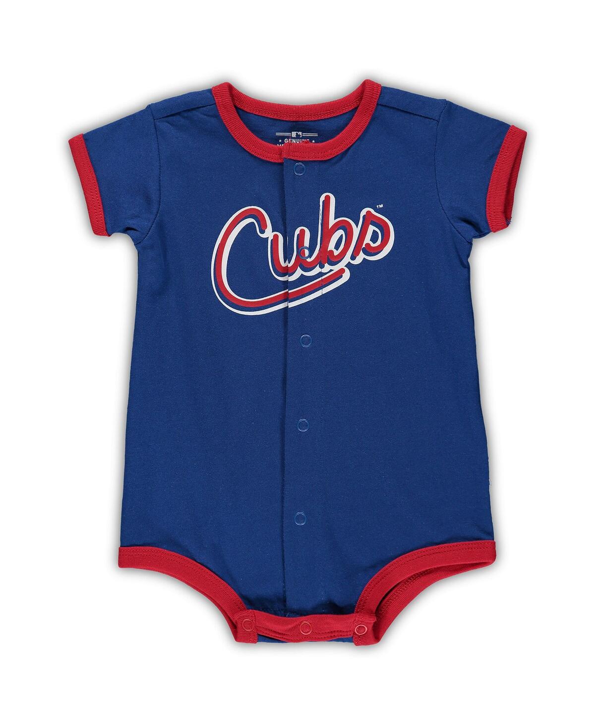 Outerstuff Baby Boys And Girls Royal Chicago Cubs Stripe Power Hitter Romper In Blue