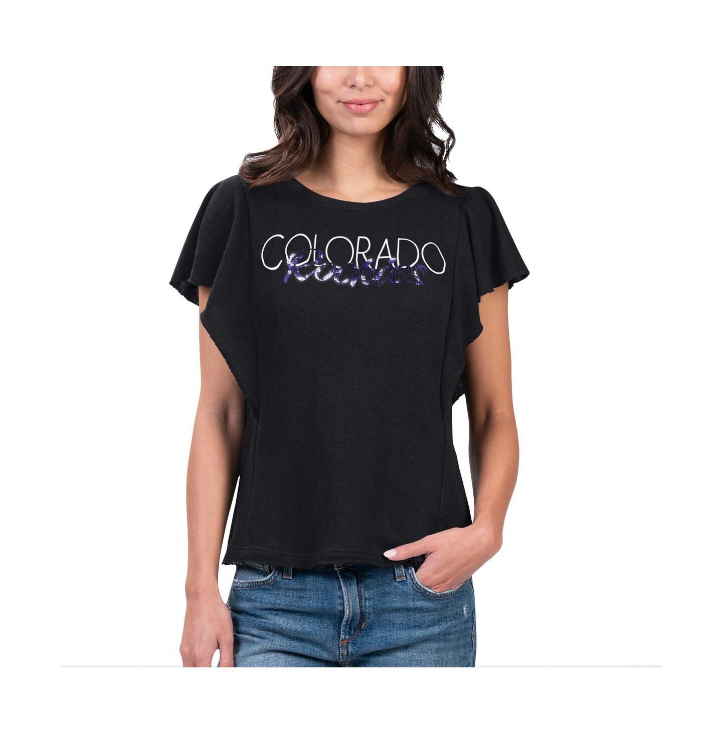 Женская футболка G-III 4Her by Carl Banks Black Colorado Rockies Crowd Wave — фото 1
