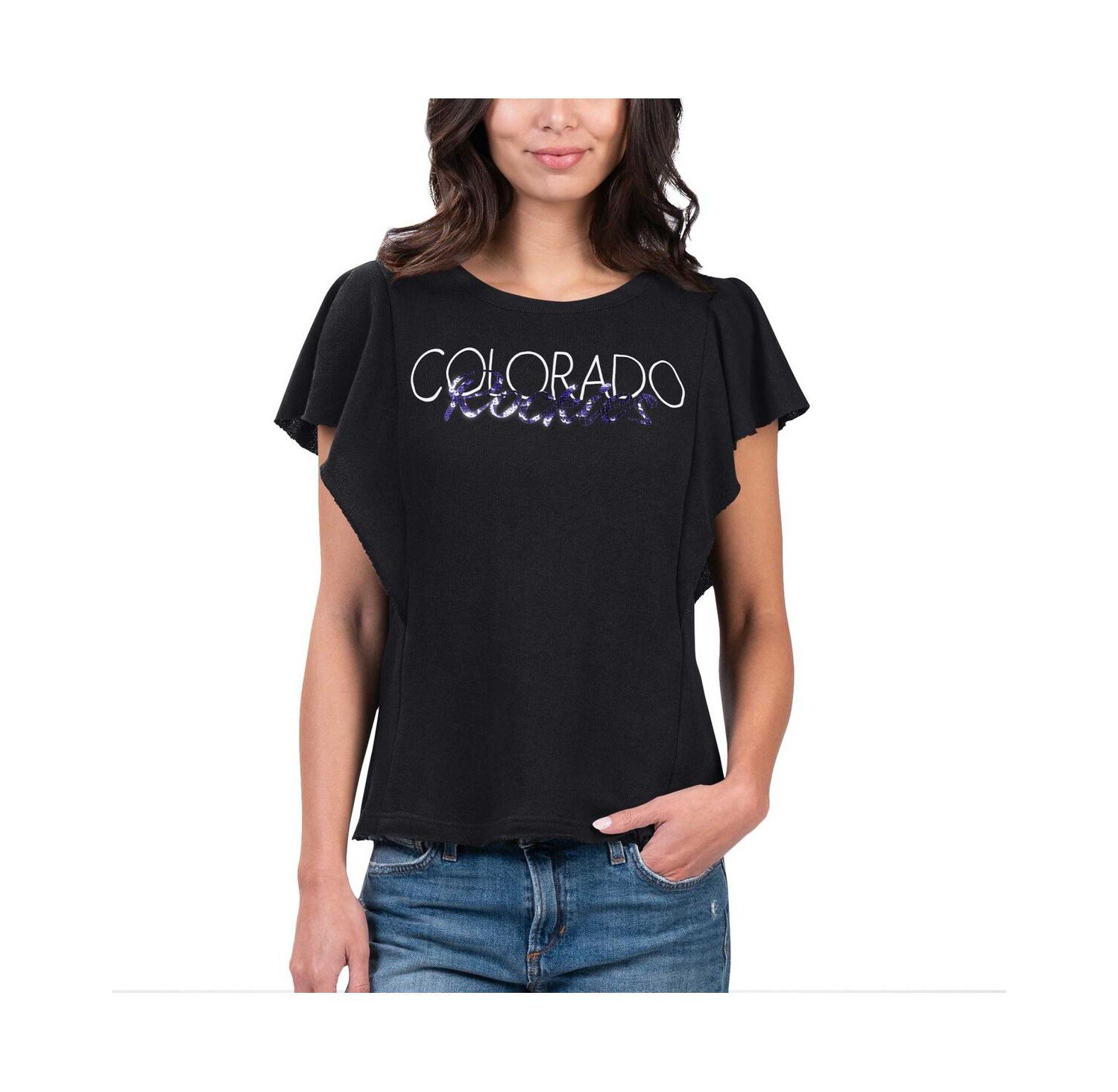 Women's Black Colorado Rockies Crowd Wave T-Shirt