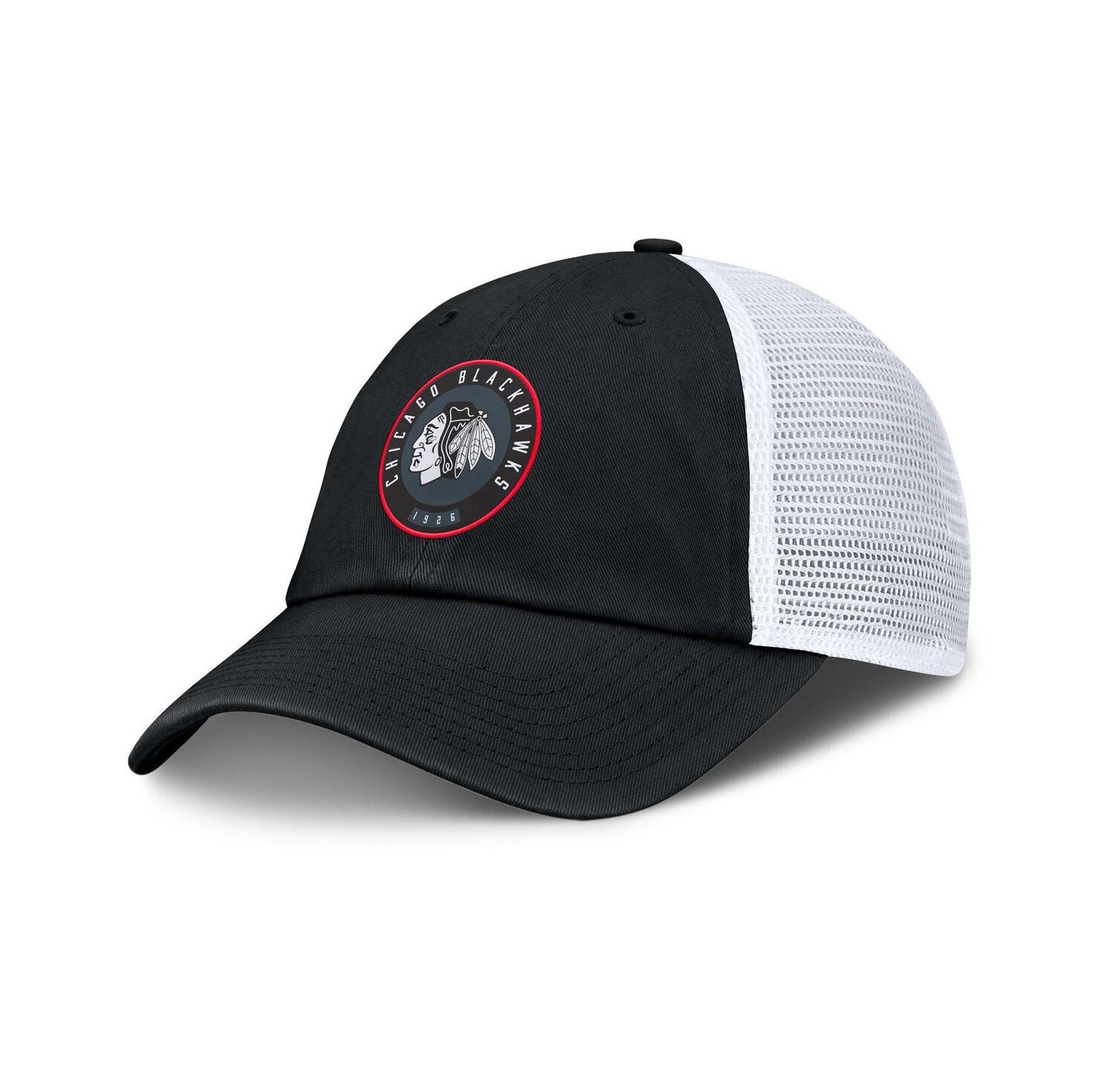 Men's Black/White Chicago Blackhawks Averie Trucker Adjustable Hat