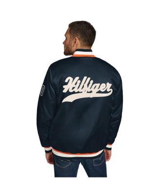 Men's Navy Chicago Bears Dante Full-Snap Satin Jacket