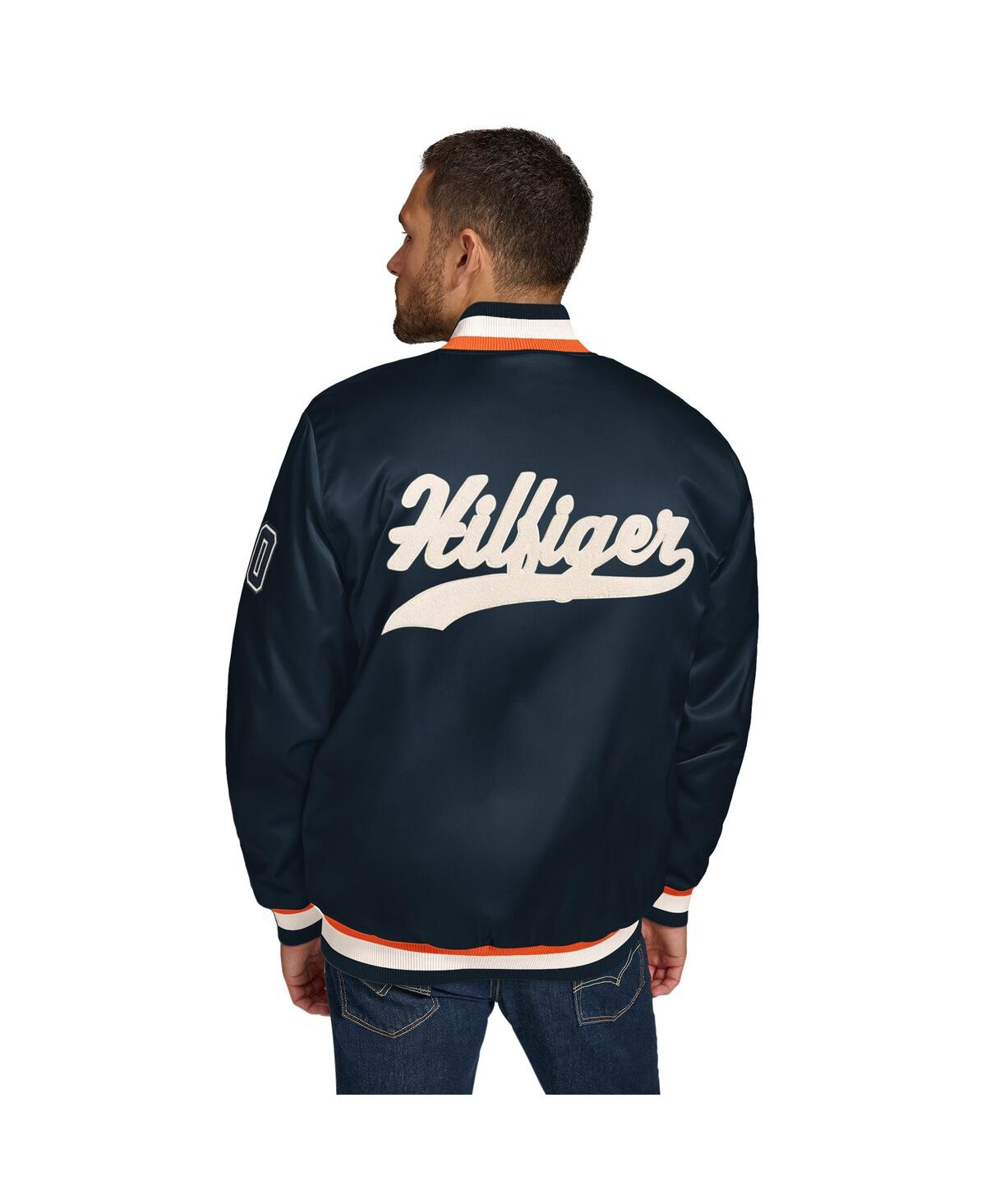 Tommy Hilfiger Men's Navy Chicago Bears Dante Full-snap Satin Jacket In Blue