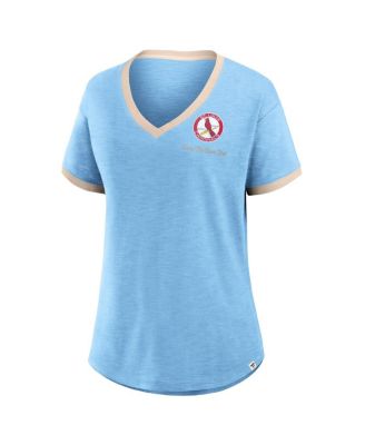 Women's Light Blue St. Louis Cardinals Binge Worthy Stadium Slub V-Neck T-Shirt