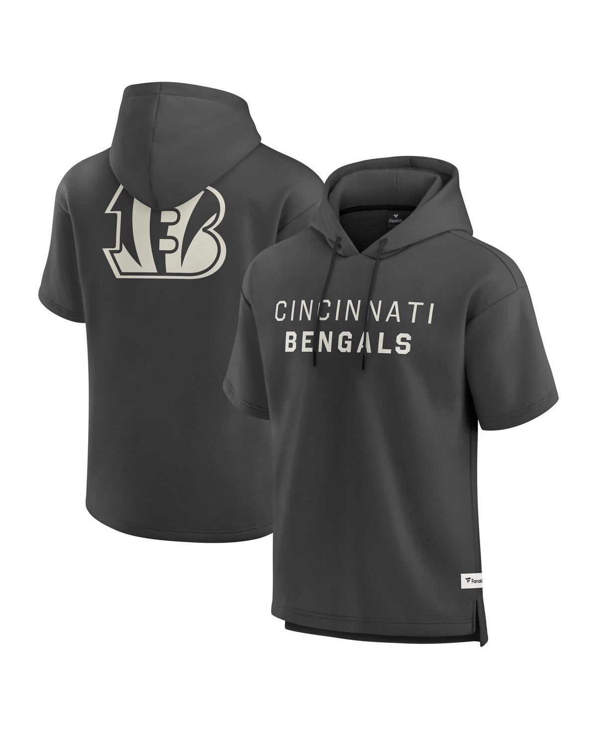 Men's Charcoal Cincinnati Bengals Elements Future Ground Lettering Short Sleeve Pullover Hoodie - Charcoal