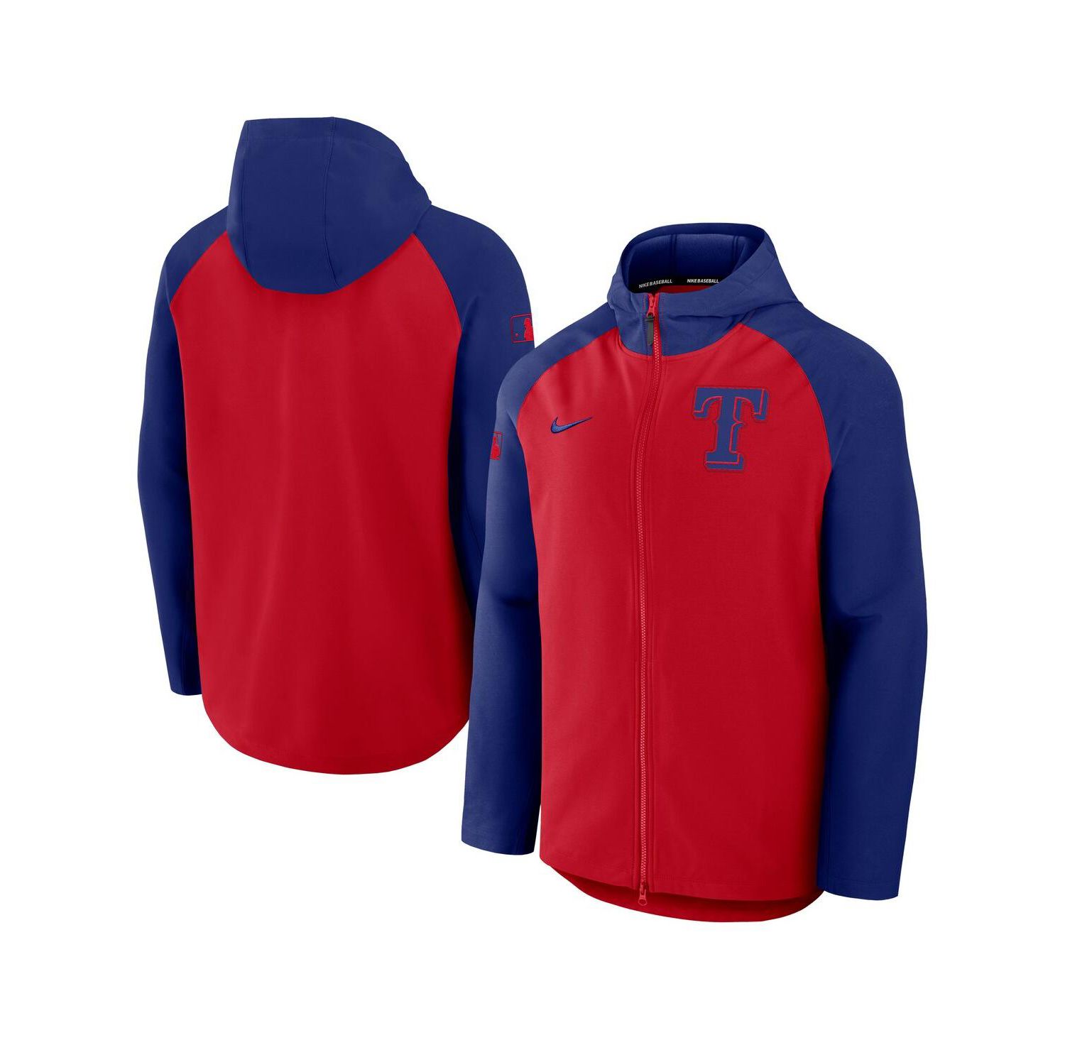 Men's Red/Royal Texas Rangers Authentic Collection Raglan Performance Full-Zip Jacket