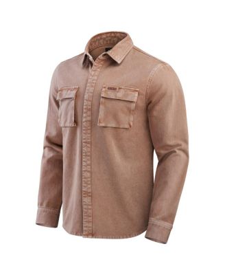 Men's Brown San Francisco 49ers Garment Dyed Long Sleeve Full Snap Shirt