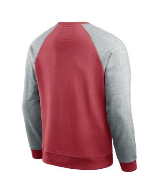 Men's Scarlet/Heather Gray San Francisco 49ers Color Block Pullover Sweatshirt