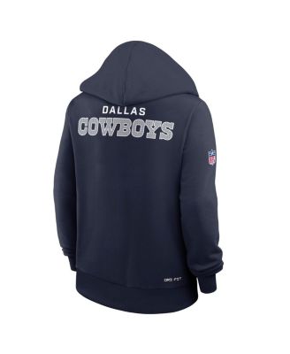 Women's Navy Dallas Cowboys Sideline Initial Home&nbsp;Performance Pullover Hoodie