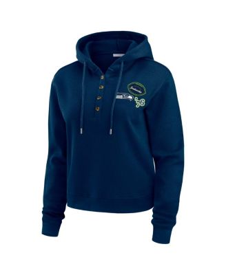 Women's College Navy Seattle Seahawks Waffle Hoodie Pullover Top