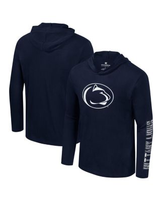 Colosseum - Men's Navy Penn State Nittany Lions Color Pop Active Blend 2-Hit Long Sleeve Hooded T-Shirt