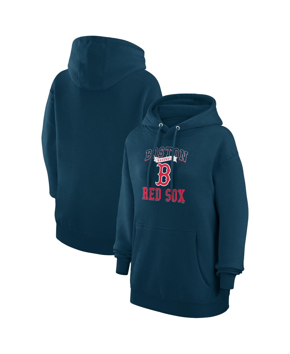 Women's Navy Boston Red Sox Team Logo Graphic Fleece Pullover Hoodie - Navy