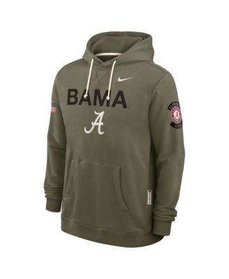 Men's Olive Alabama Crimson Tide 2025 Military Appreciation Performance Pullover Hoodie