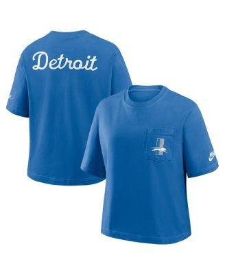 Nike - Women's Blue Detroit Lions Rewind Pocket Boxy T-Shirt
