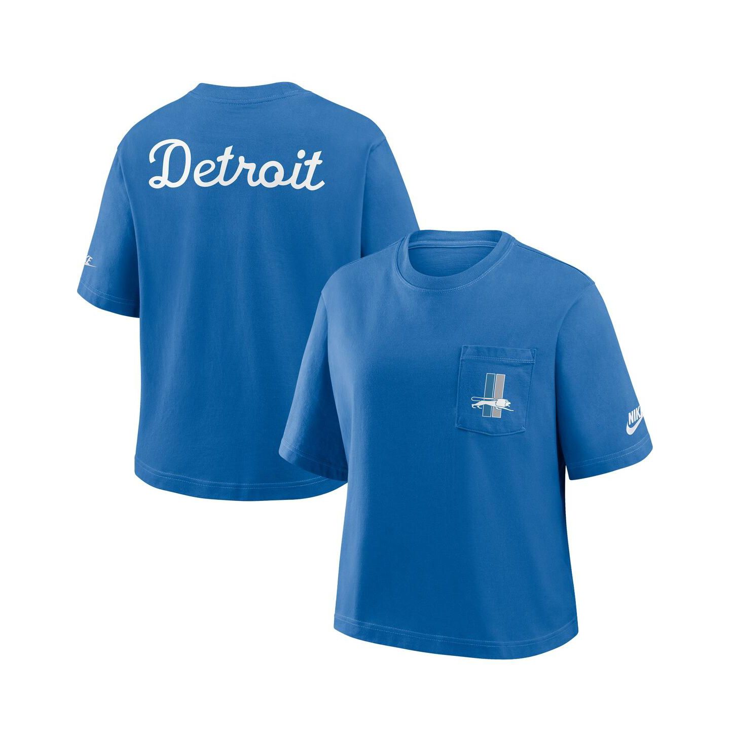 Женская футболка Nike Blue Detroit Lions Rewind Pocket Boxy — фото 1
