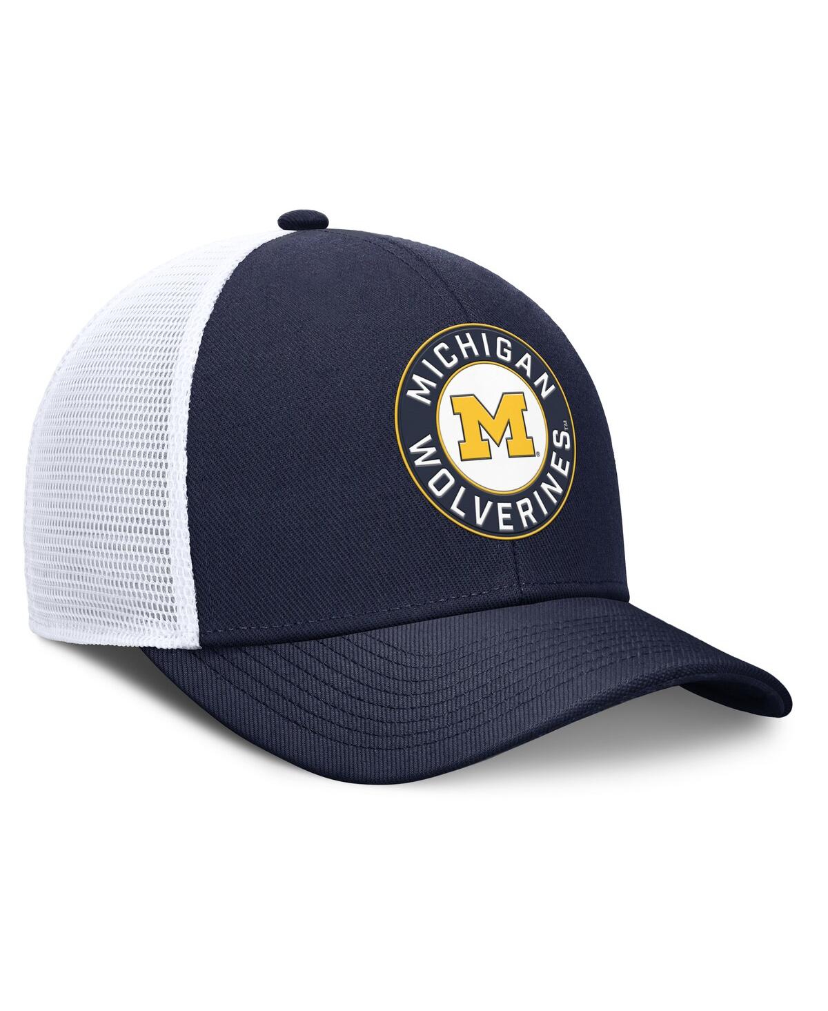 Jordan Men's Navy/white Michigan Wolverines Rise Primetime Performance Trucker Adjustable Hat In Multi