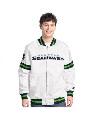 Starter - Men's White Seattle Seahawks Scout Full-Snap Varsity Jacket
