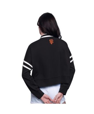 Women's Black San Francisco Giants Power Play Cropped Pullover Sweatshirt