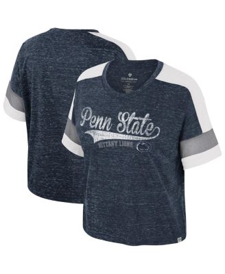 Colosseum - Women's Navy Penn State Nittany Lions Color Block Scoop neck T-Shirt