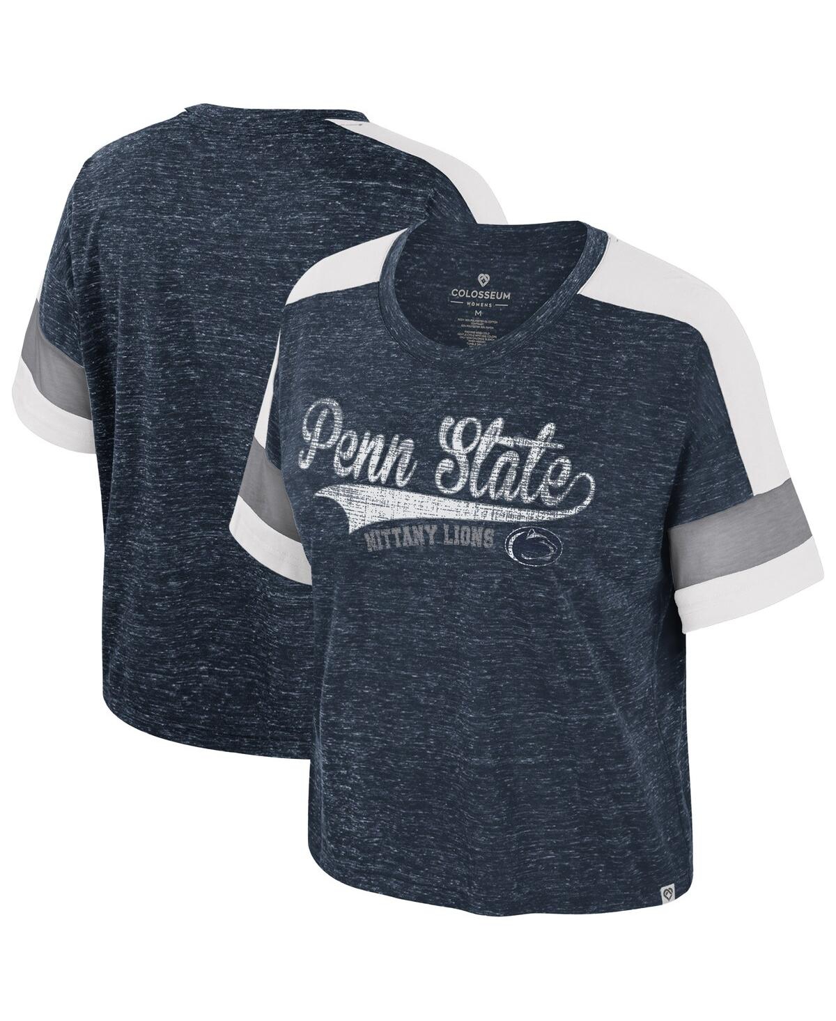 Women's Navy Penn State Nittany Lions Color Block Scoop Neck T-Shirt - Navy