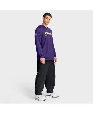 Men's Purple Minnesota Vikings Sideline Pure Fury Performance Long Sleeve Hoodie T-Shirt