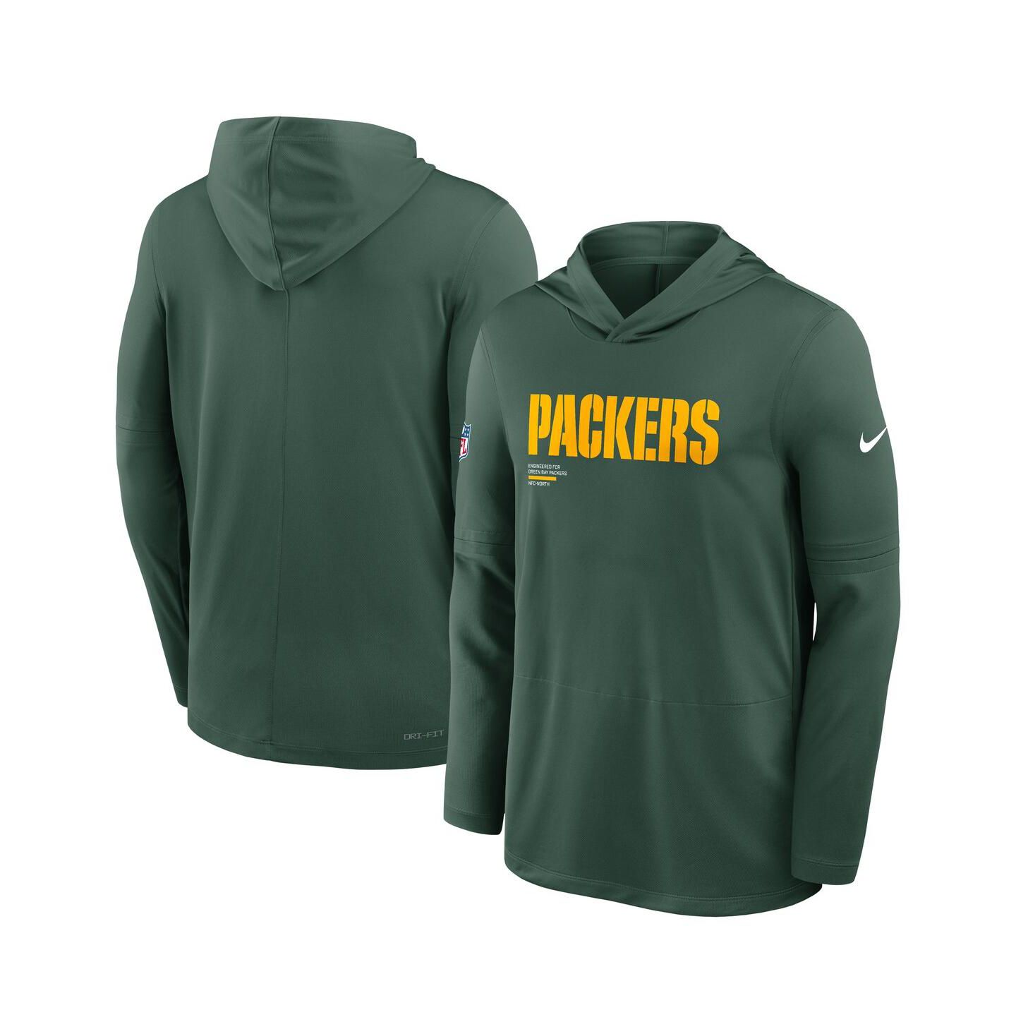 Мужское худи Nike Green Green Bay Packers Big & Tall Sideline Performance Long Sleeve T-Shirt — фото 1