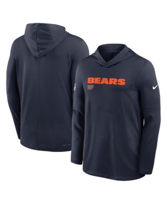 Nike - Men's Navy Chicago Bears Big Tall Sideline Performance Long Sleeve Hoodie T-Shirt