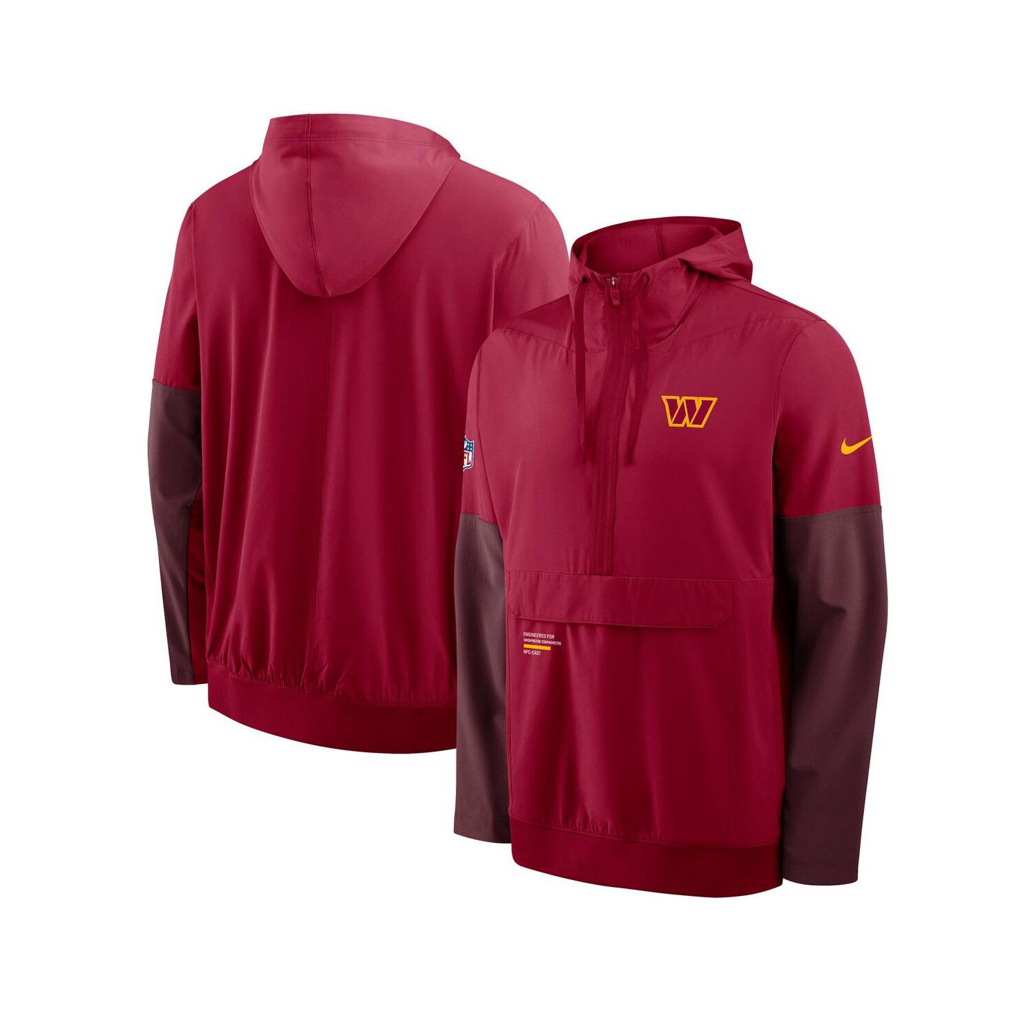 Men's Burgundy Washington Commanders Sideline Anorak Half-Zip Hoodie Jacket