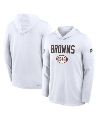 Nike - Men's White Cleveland Browns Alt Pack Pass Accuracy Performance Long Sleeve Hoodie T-Shirt