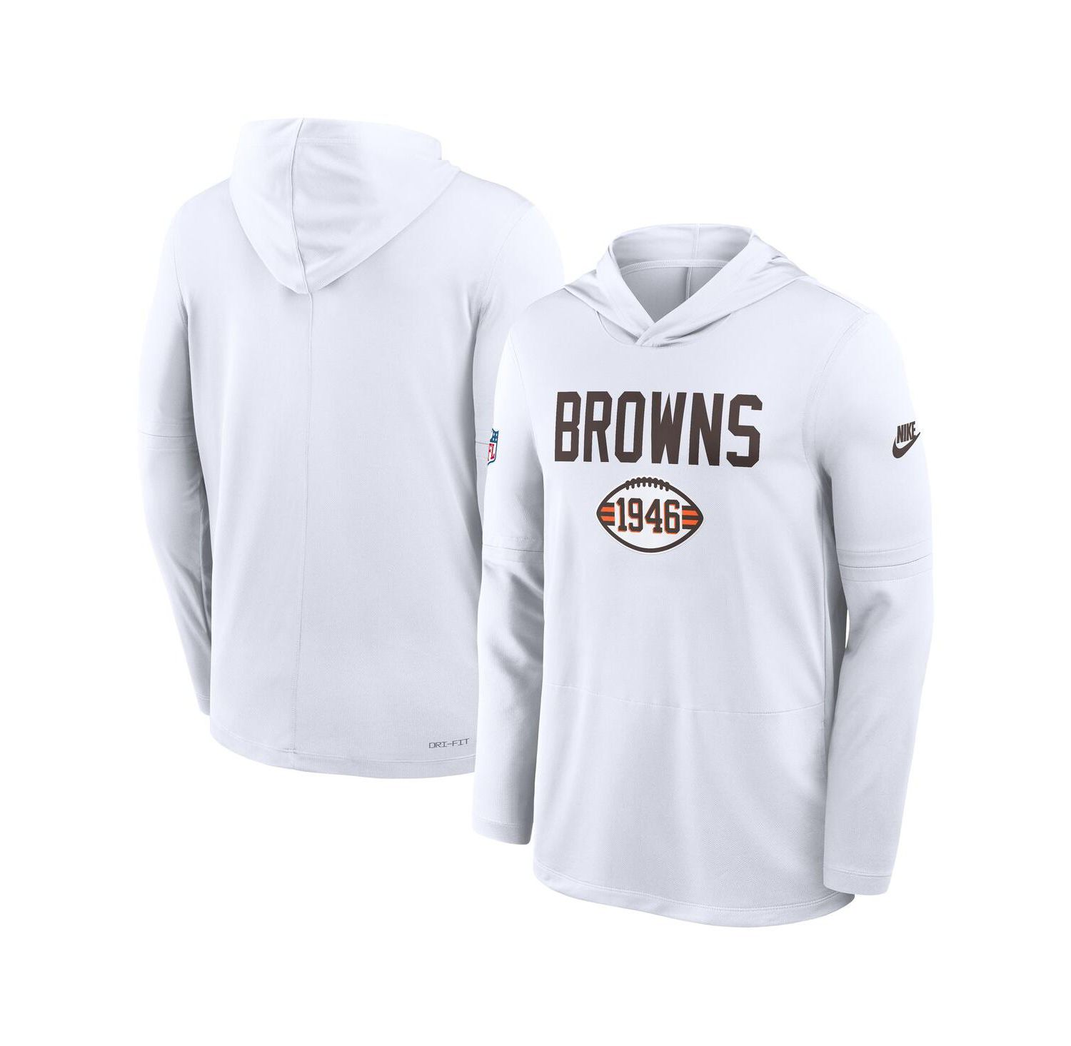 Men's White Cleveland Browns Alt Pack Pass Accuracy Performance Long Sleeve Hoodie T-Shirt