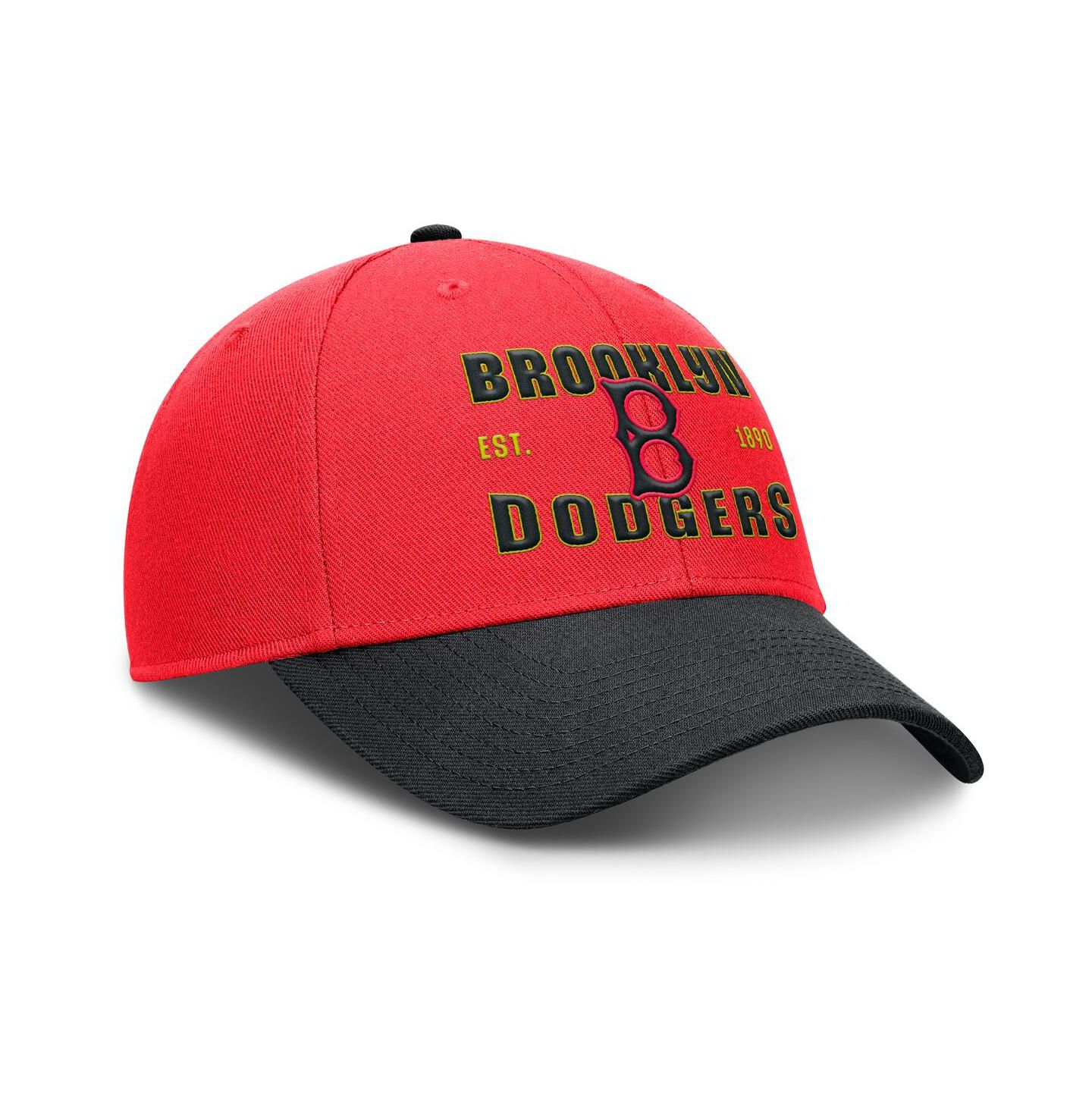 Мужская кепка Nike Crimson/Black Brooklyn Dodgers Cooperstown Collection Neon 90s Rise Adjustable Hat — фото 3
