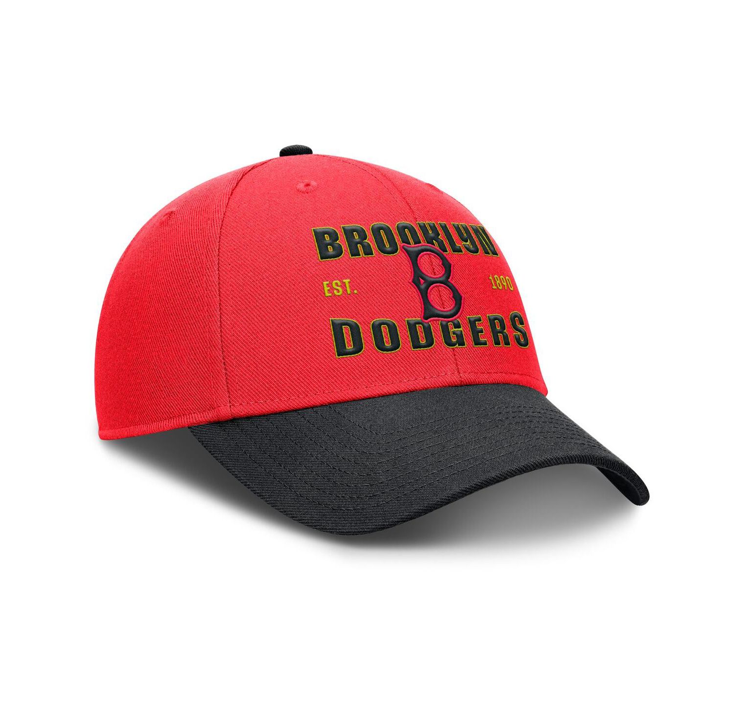 Men's Crimson/Black Brooklyn Dodgers Cooperstown Collection Neon 90s Rise Adjustable Hat