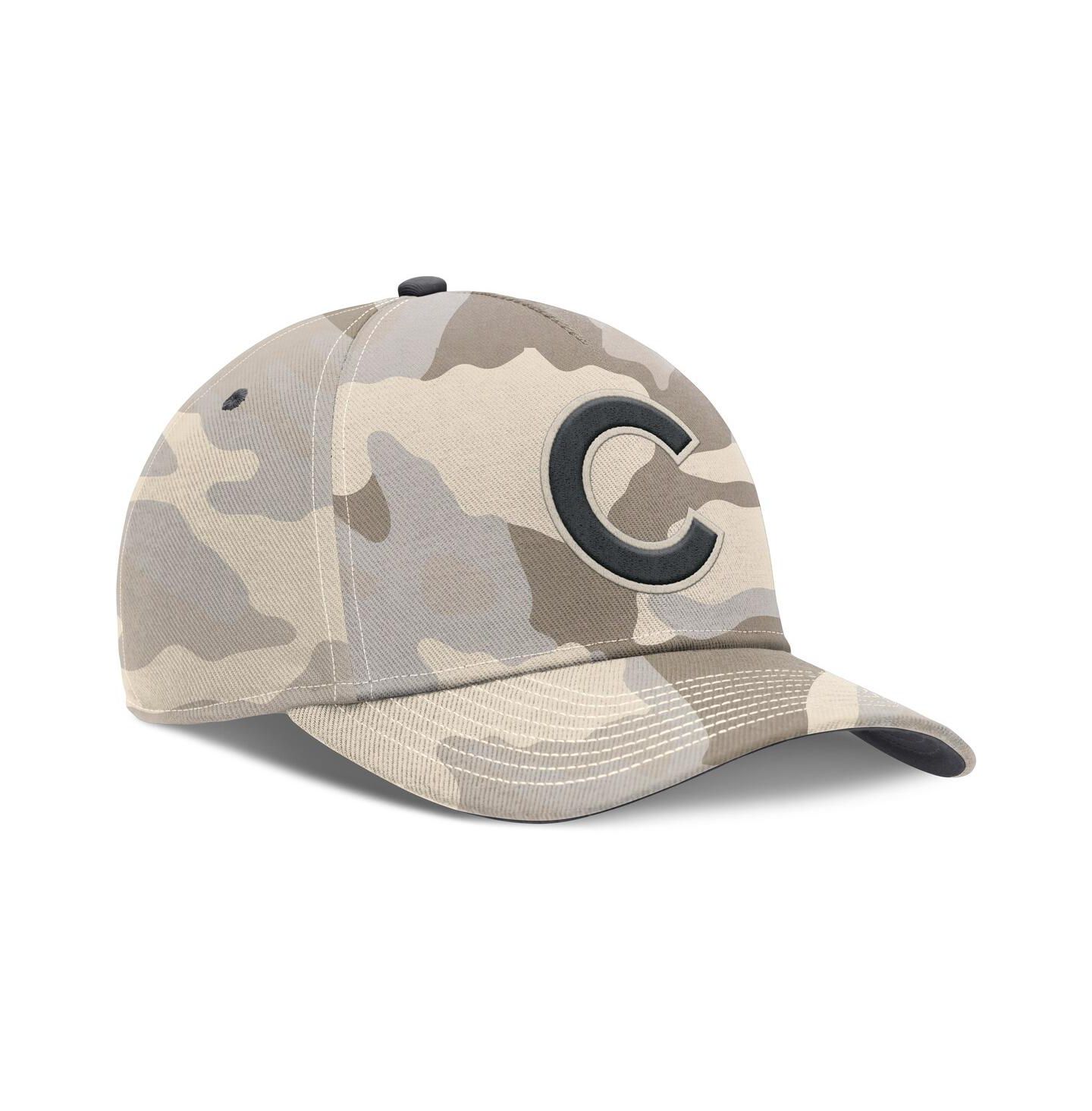 Мужские головные уборы Nike Natural Chicago Cubs Camo Pack Rise Adjustable Hat — фото 3