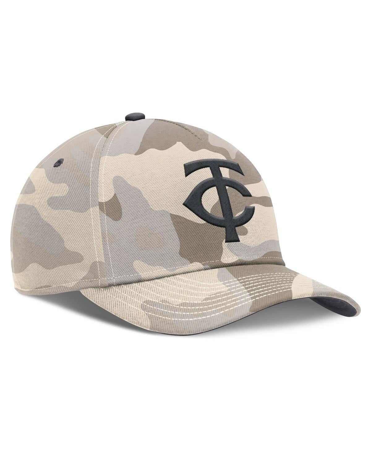 Nike Natural Minnesota Twins Camo Pack Rise Adjustable Hat In Brown