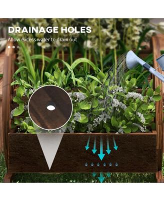 Wooden Wagon Planter Box, Decorative 3-Tier Stair Step Garden Bed