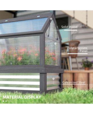 Raised Garden Bed with Wooden Cold Frame, 35.5" x 22.5" x 38.25"