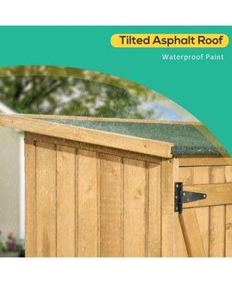 Wooden Garden Storage Shed w/ Asphalt Roof, Shelves &amp; Lock Backyard