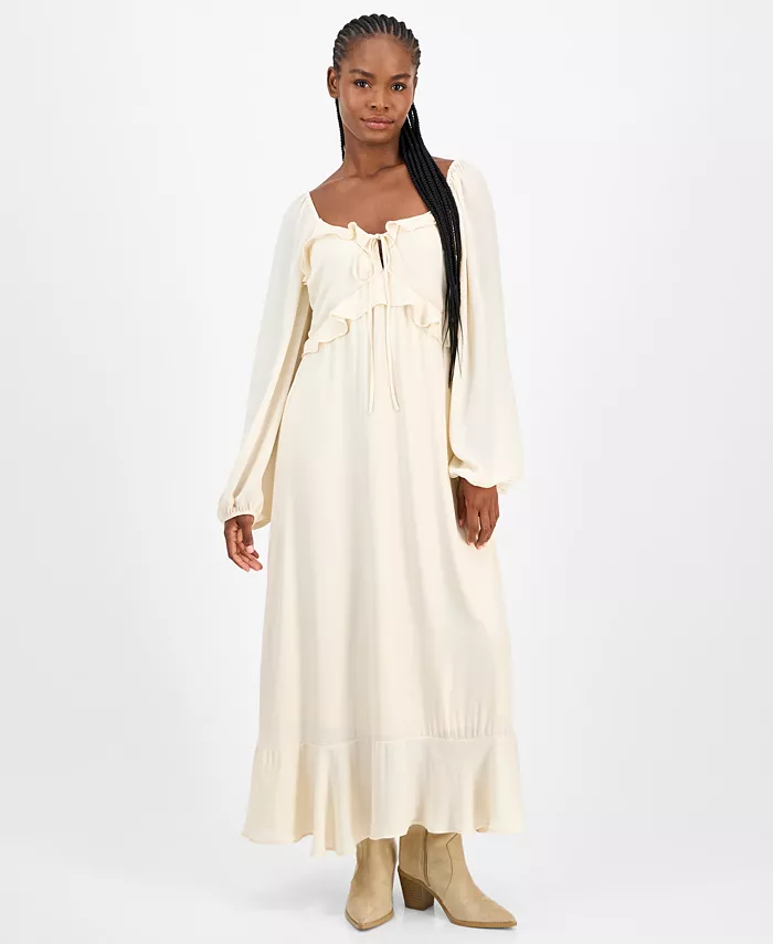 Women's Ruffle Long-Sleeve Maxi Dress