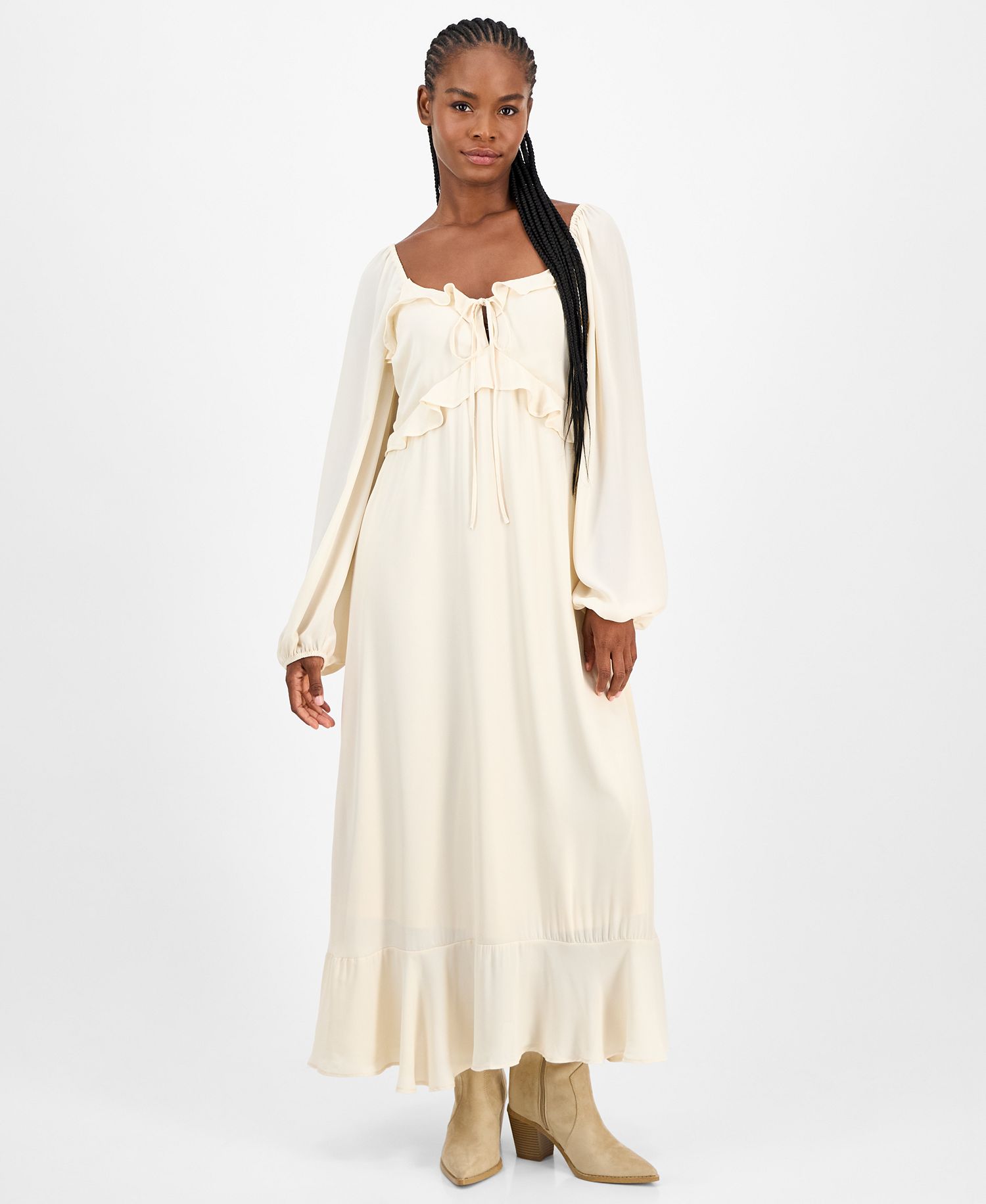 And Now This Women's Ruffle Long-Sleeve Maxi Dress