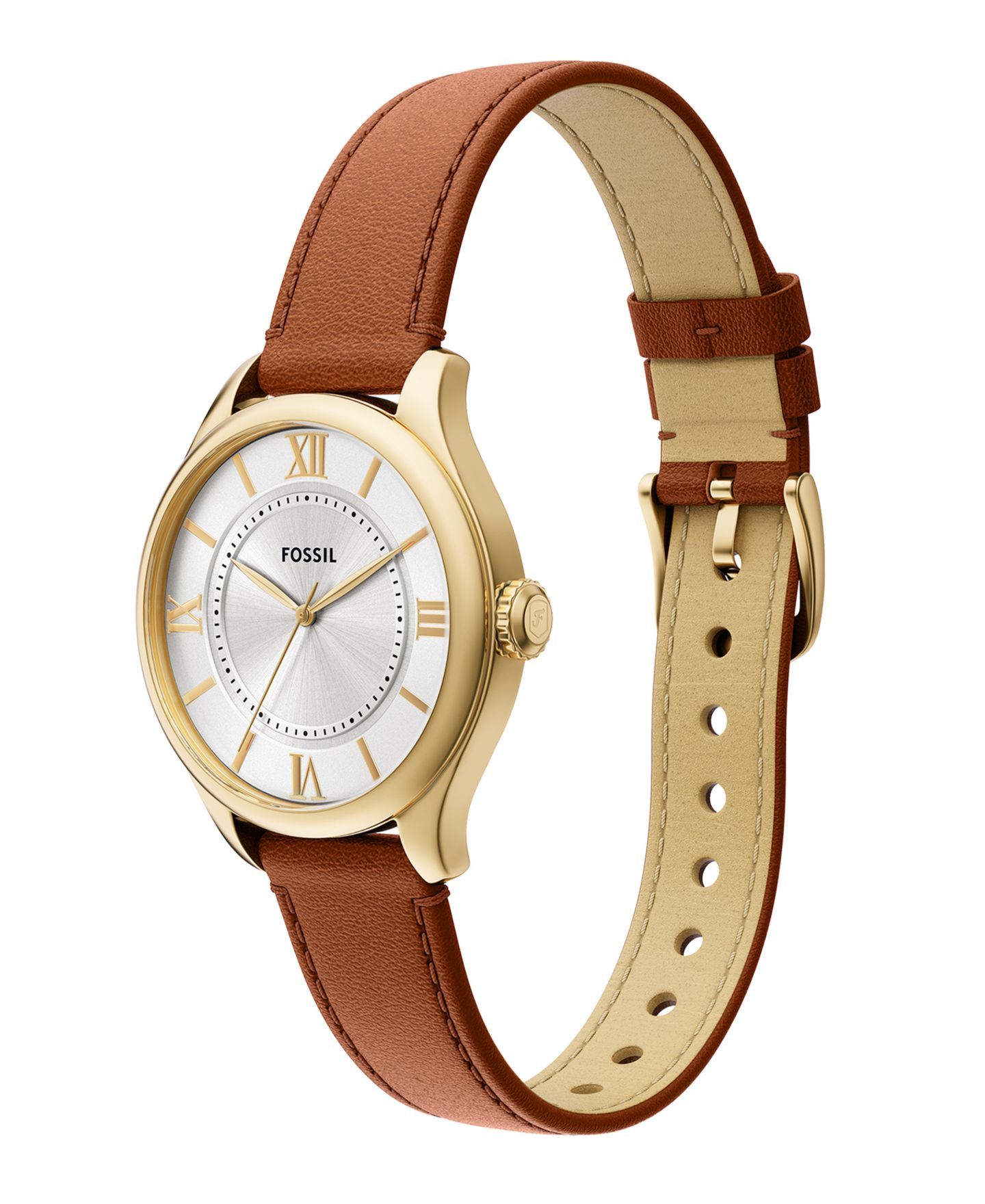 Женские часы Fossil Gilmore Three-Hand Brown Croco Leather Watch, 28mm — фото 4