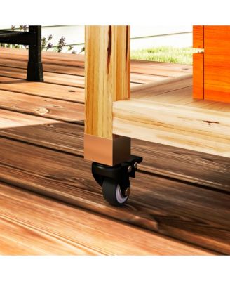 Grill Cart, Stainless Steel Top Kitchen Island, Natural Wood