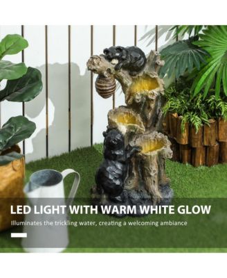 22.4" 3-Tier Outdoor Water Fountain with LED Lights, Pump