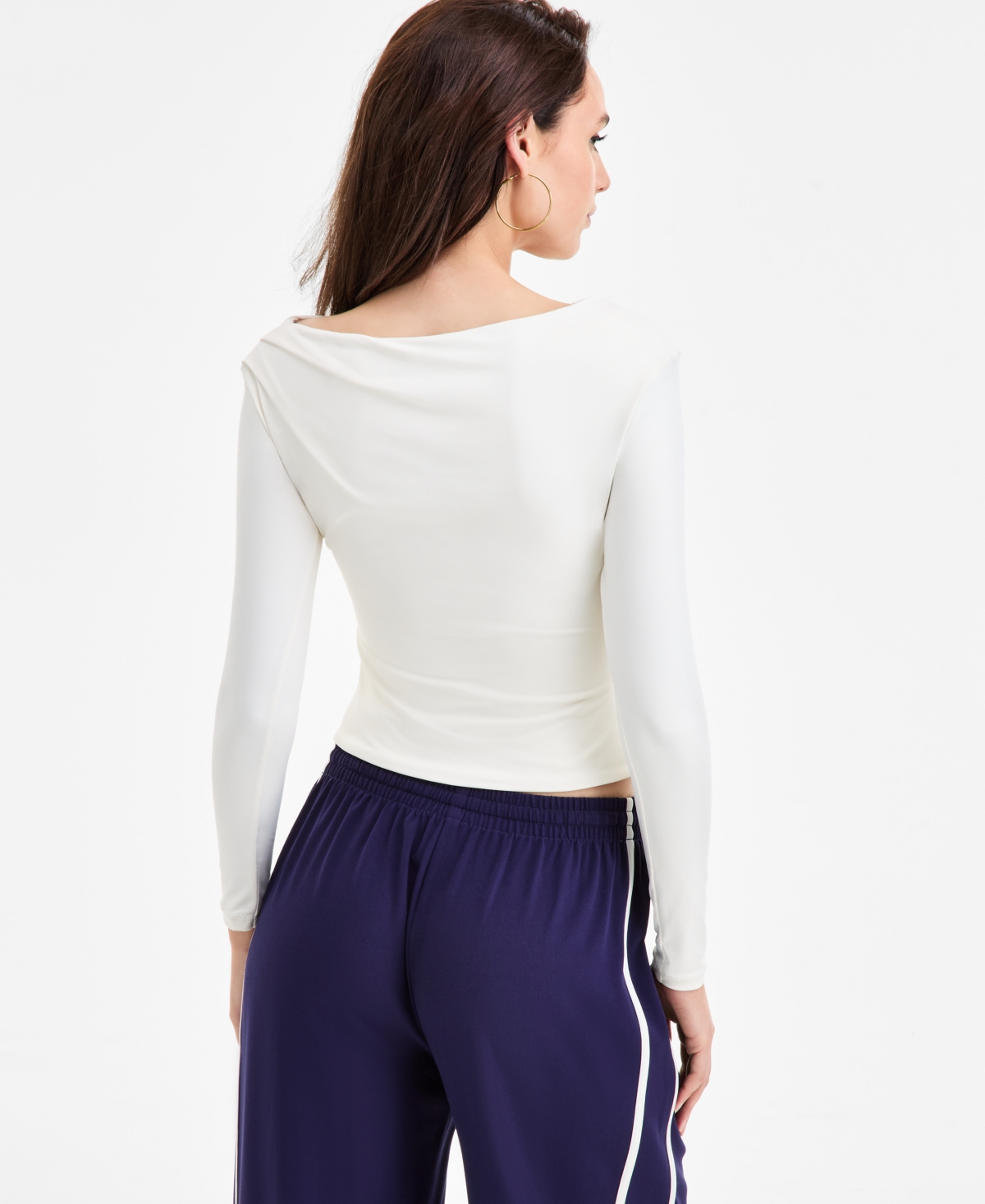 Bar Iii Women's Asymmetrical-hem Boatneck Top, Macy's Exclusive In White