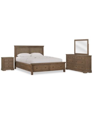 Alverton 3 Pc. King Cane Storage Set (Bed, Dresser & 3-Drawer Nightstand)