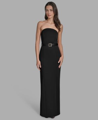 BCBG - Women's Belted Sleeveless Scuba Maxi Dress