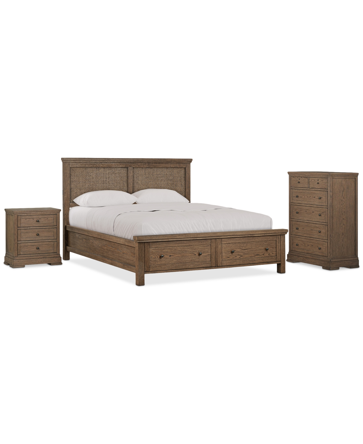 Macy's Alverton 3 Pc. King Cane Storage Set (bed, Chest & 3-drawer Nightstand), Created For . In Transparent