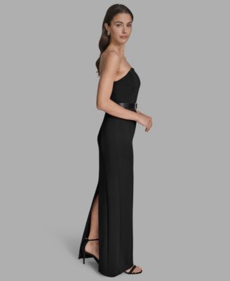 Scuba Women's Strapless Belted Maxi Dress