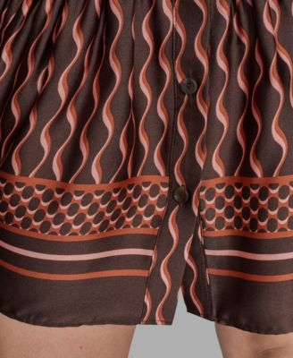 Women's Satin Tie-Neck Long-Sleeve Shift Dress