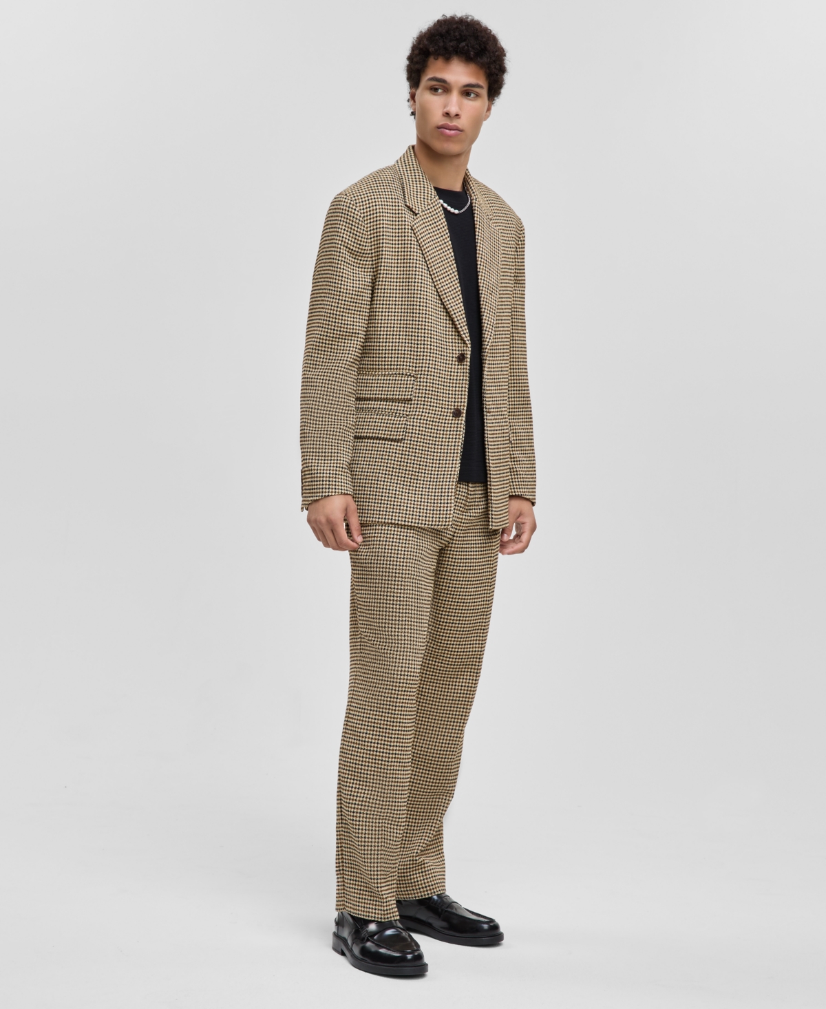 Mode Of One Men's Relaxed-fit Houndstooth Blazer, Macy's Exclusive In Brown